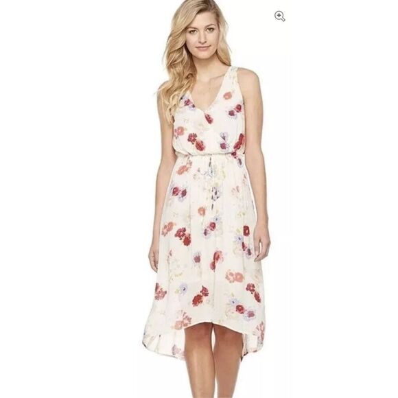 Lucky Brand Ivory Floral Dress Sleeveless Midi Size Medium NWT (4370) - Picture 1 of 7